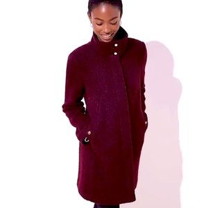 🍇LOFT Maroon Funnel Neck Wool Blend Coat M